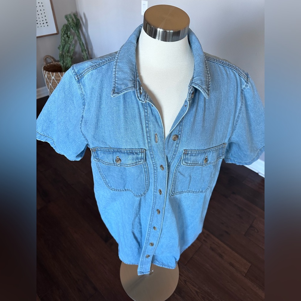 Universal Thread Short Sleeve Denim Jean Shirtdress Light Wash XL Worn 1x - Picture 3 of 11